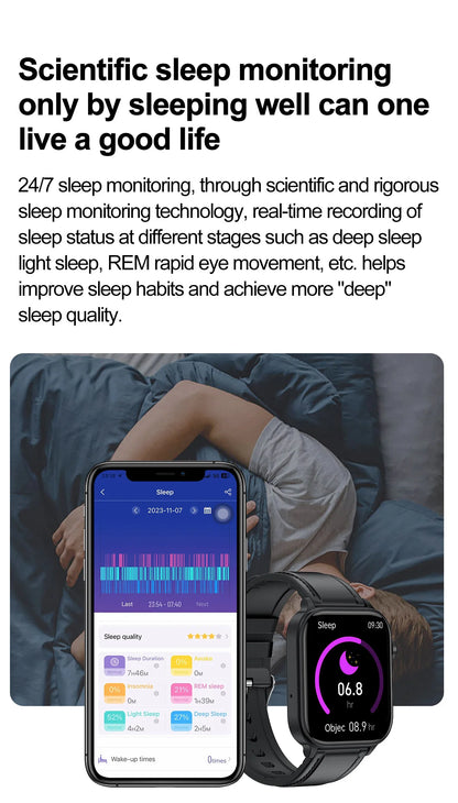ECG+PPG Medical-Grade Smartwatch for Men: Monitors blood glucose, lipids, and uric acid, with Bluetooth connectivity for comprehensive health tracking.