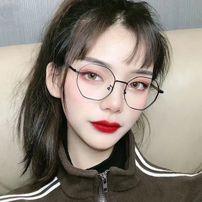 Fashion Anti Blue Light Round Glasses Ultra-Light Metal Frame