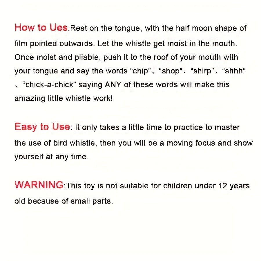 Oral Skills Tool Bird Whistle Stunt Props, Realistic Sound to Attract Birds